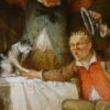 F. Melzer (1808 - 1865), 'Tavern scene with cat' - Afbeelding 5