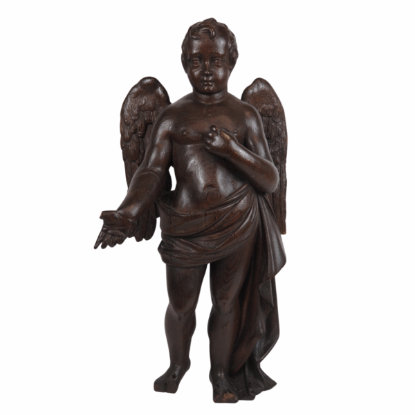 Houten sculptuur putto