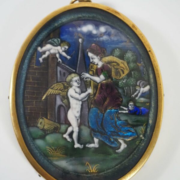 oval enamel plaque, 19th century - Antique from Dullaert Antiques