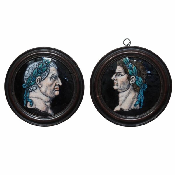 Two round enamel plaques - Antique from Dullaert Antiques